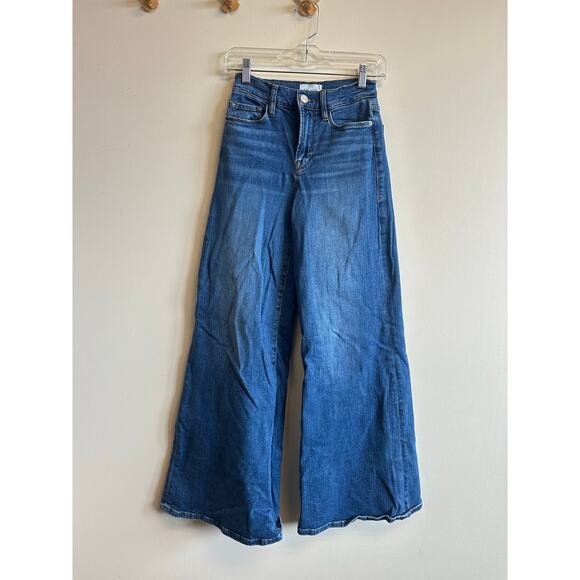 FRAME Le Palazzo Wide-Leg Jeans Denim Flare Baggy Size 25 - Picture 3 of 11